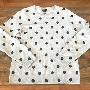 Only Mine Cashmere 100% 2 Ply Cashmere Polka Dot Oatmeal Gray Sweater Medium